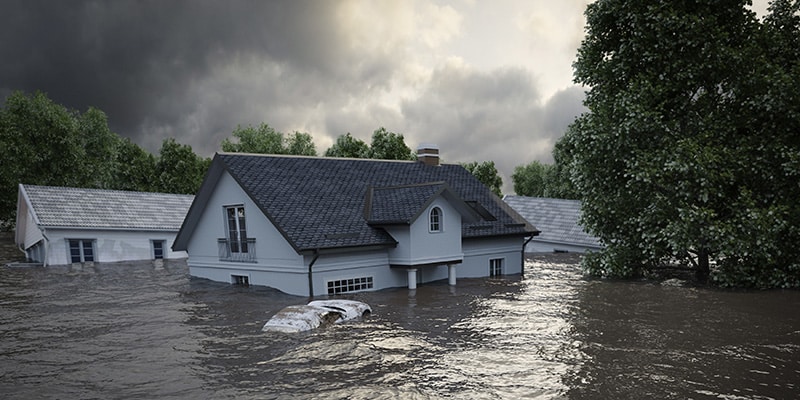 Photo of a flooded house